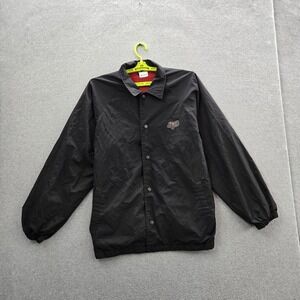 VINTAGE Fox Racing Men Jacket XL Black Y2K Logo Activewear Snap Button